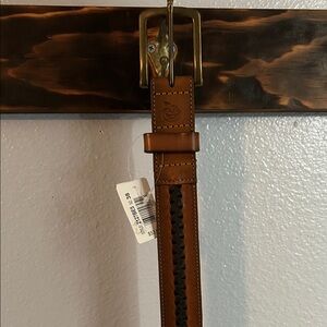 Georgia Boot Brown Leather Braided Belt with Black Inlay